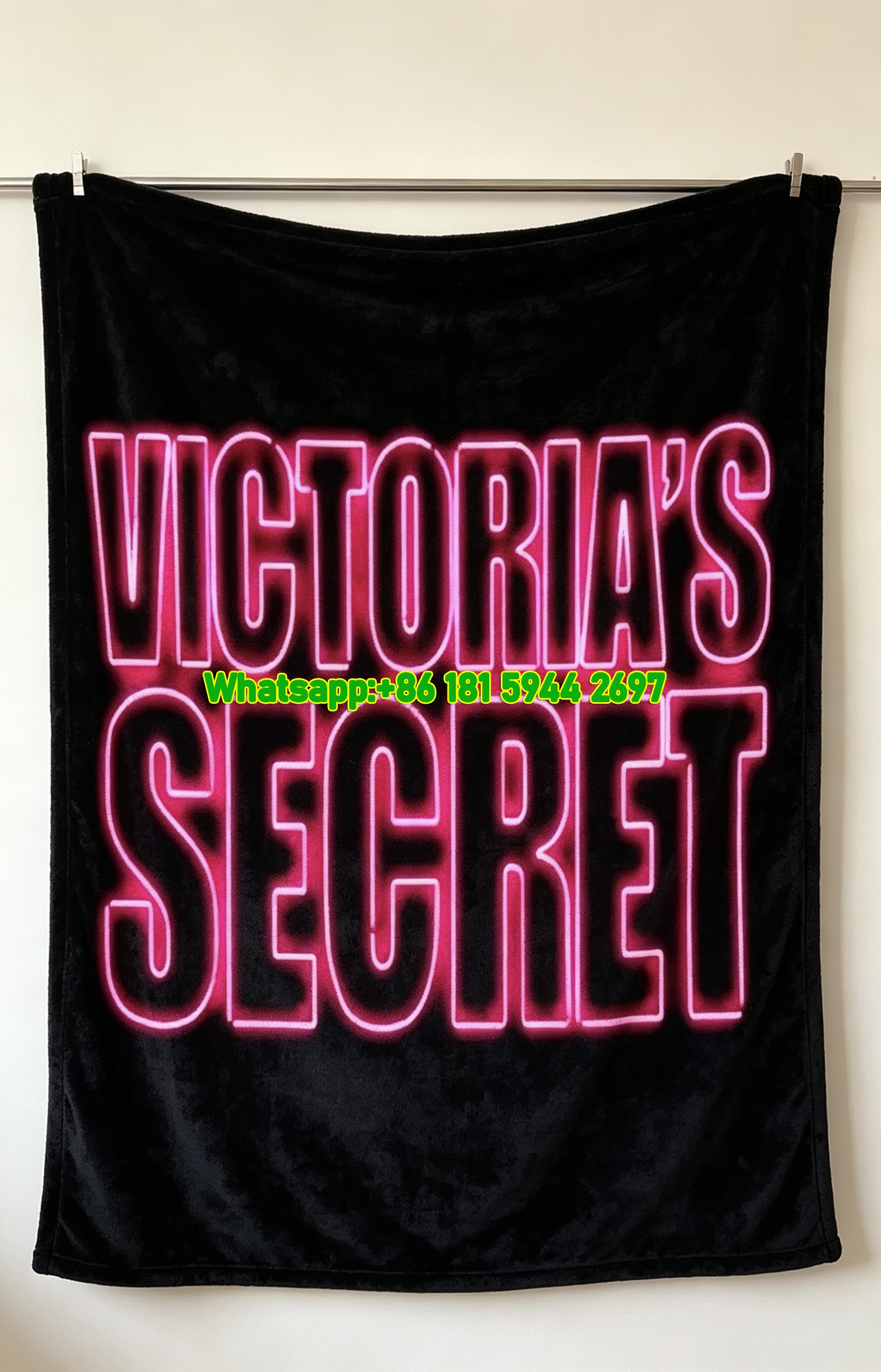 Victoria's Secret Neon Pink Flannel Fleece Throw Blanket V036